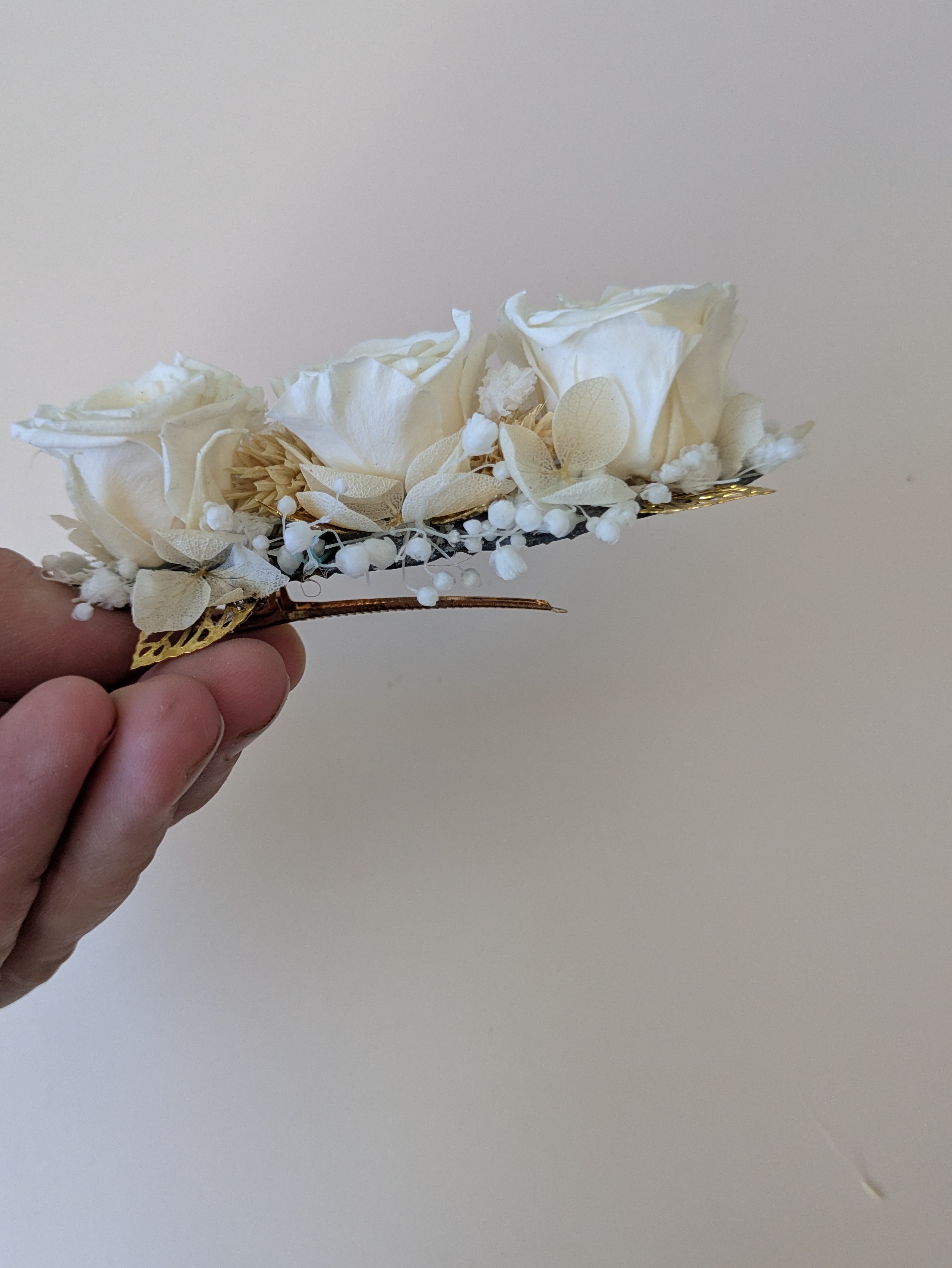 Barrette fleurs stabilisées 