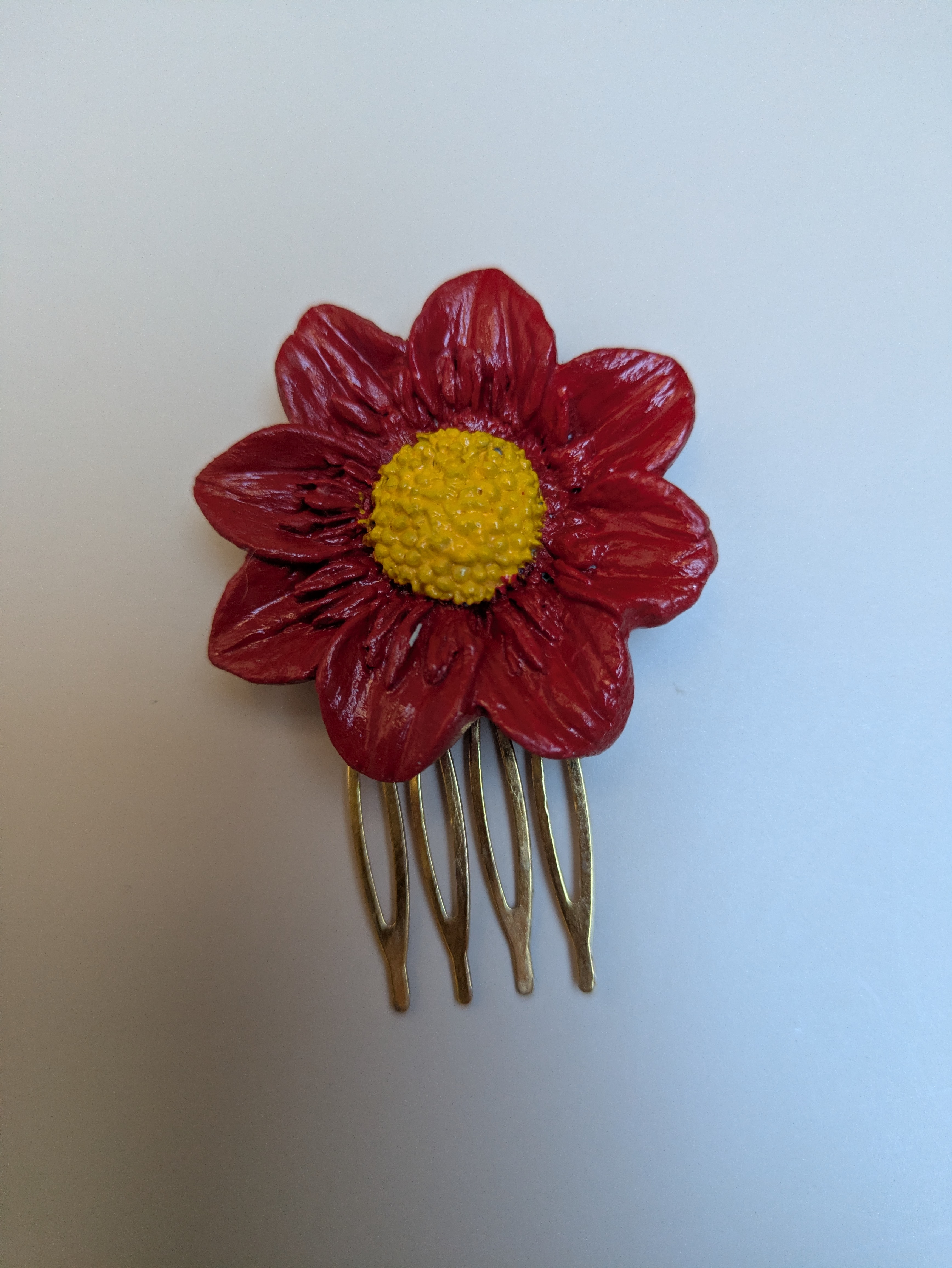 Peigne fleur rouge 