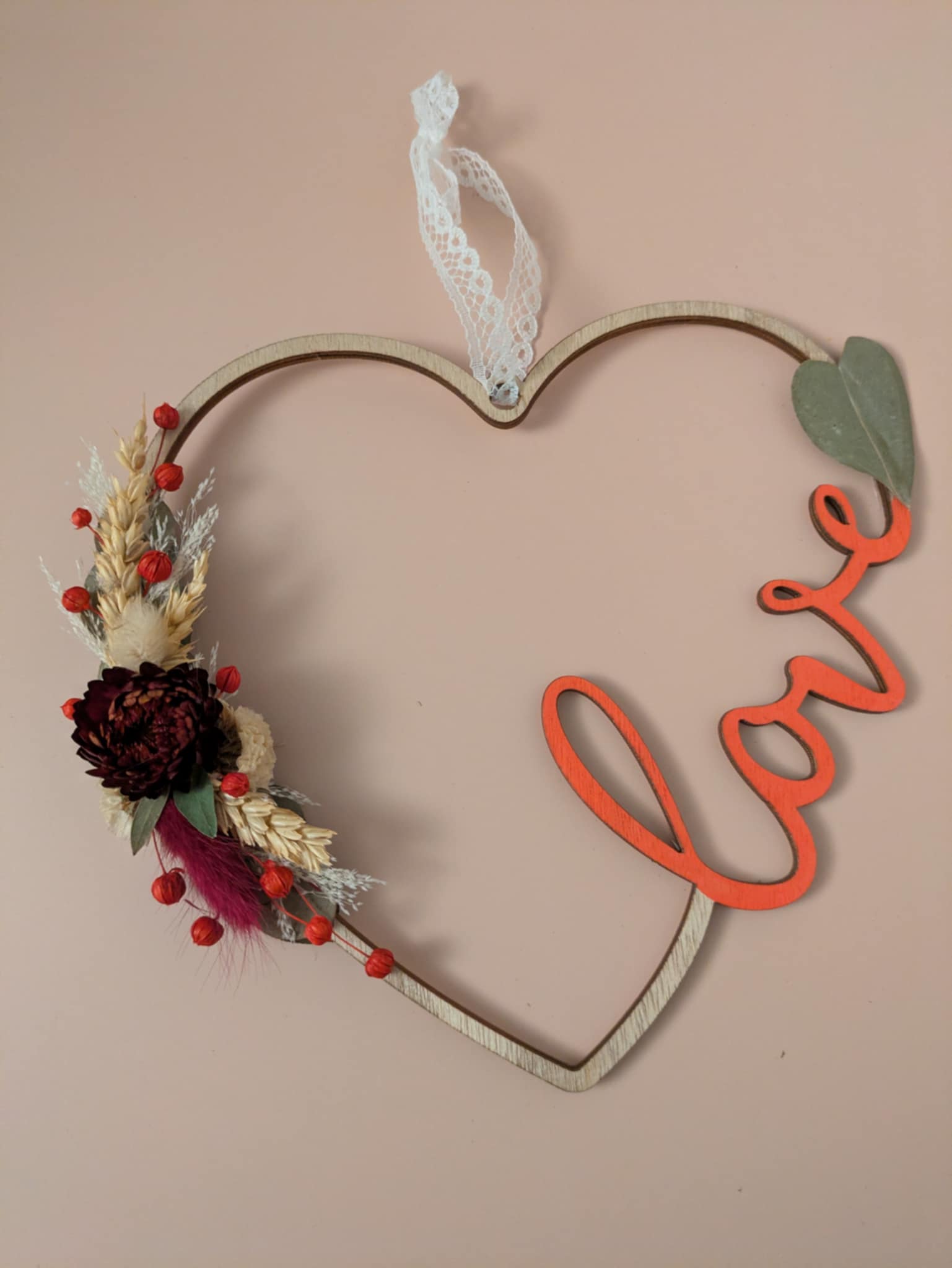 Cœur à suspendre fleurs séchées